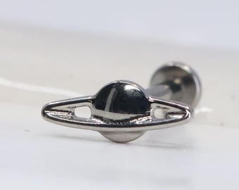 Titanium ASTM F136 (tl39) Planet, Saturn Threadless- Push Pin 0.8mm-1.6mm (20ga-14ga) Conch, Helix, Cartilage, Tragus, Lobe etc