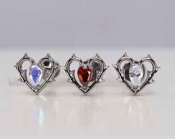 Titanium ASTM F136 (in335) Heart and Thorns Internally Threaded Attachment 1mm-1.6mm (18ga-14ga) Suitable Conch, Helix, Cartilage, Tragus