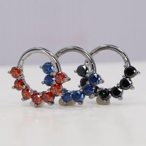 Cerchio incernierato con chiusura a scatto Mandala in titanio ASTM F136 (cl94) Zirconia 1,2 mm (16ga) Adatto per Daith, elica, cartilagine, setto, daith, lobo