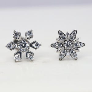 Titanium ASTM F136 (in41) Zirconia Snowflake Internally Threaded  1.2mm (16ga) Suitable for Conch, Helix, Cartilage, Tragus, Lobe