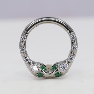 Titanium ASTM F136 (cl78) Zirconia Double Snake clicker hinged hoop 1.2mm (16ga) Suitable for Daith, Helix, Cartilage, Septum, Rook, Lobe