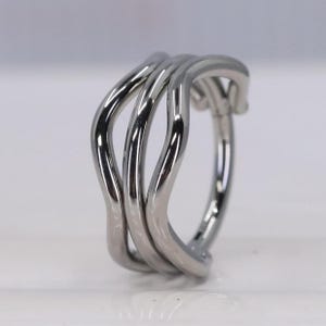Titanium ASTM F136 (cl167) Triple stack clicker hinged hoop 1.2mm (16ga) Suitable for Daith, Helix, Cartilage, Septum, Rook, Lobe