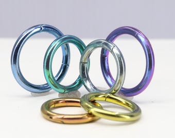 Titanium ASTM F136 Clicker, hinged hoop 1.2mm-1.6mm (16g-14ga)  suitable for septum, conch, daith, cartialge, rook, helix, lobe