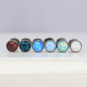 Titanium ASTM F136 (in187) Fire Opal Stud Internally Threaded 1mm-1.6mm (18ga-14ga) Suitable Conch, Helix, Cartilage, Tragus, Lobe, Medusa
