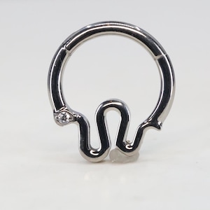 Titanium ASTM F136 Snake, Serpent clicker hinged hoop 1.2mm (16ga) Suitable for Conch, Helix, Cartilage, Tragus, Flat, Lobe