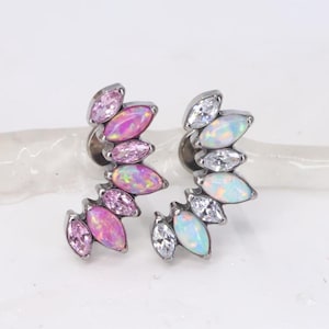 Titan ASTM F136 (tum28) Marquise Opal och CZ-båge Invändigt gängad infästning 1 mm-1,6 m (18ga-14ga) Konch, Helix, Brosk, Tragus, Lob