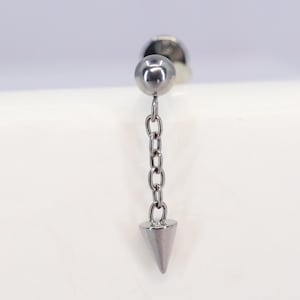 Titanium ASTM F136 (in228) Spike and Chain Internally Threaded 1mm-1.6mm (18ga-14ga) Suitable Conch, Helix, Cartilage, Tragus, Lobe