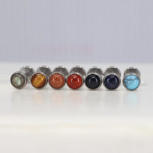 Titanium ASTM F136 (tl28) Natural Stone Threadless- Push Pin Suitable for Conch, Helix, Cartilage, Tragus, Flat, Lobe,  Conch,
