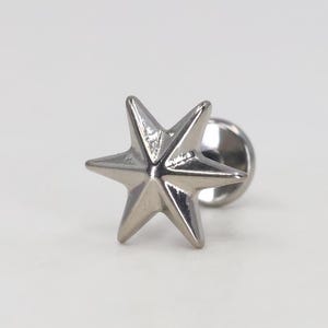 Titanium ASTM F136 (in214) Star, Starfish Internally Threaded 1mm-1.6mm (18ga-14ga) Suitable Conch, Helix, Cartilage, Tragus, Lobe
