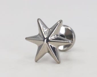 Titanio ASTM F136 (in214) Estrella, Estrella de mar Rosca interna 1 mm-1,6 mm (18ga-14ga) Adecuado para caracola, hélice, cartílago, trago, lóbulo