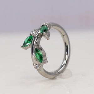 Titanium ASTM F136 (cl120) Vine Zirconia clicker hinged hoop 1.2mm (16ga) Suitable for Helix, Cartilage, Septum, Conch, Lobe, Rook