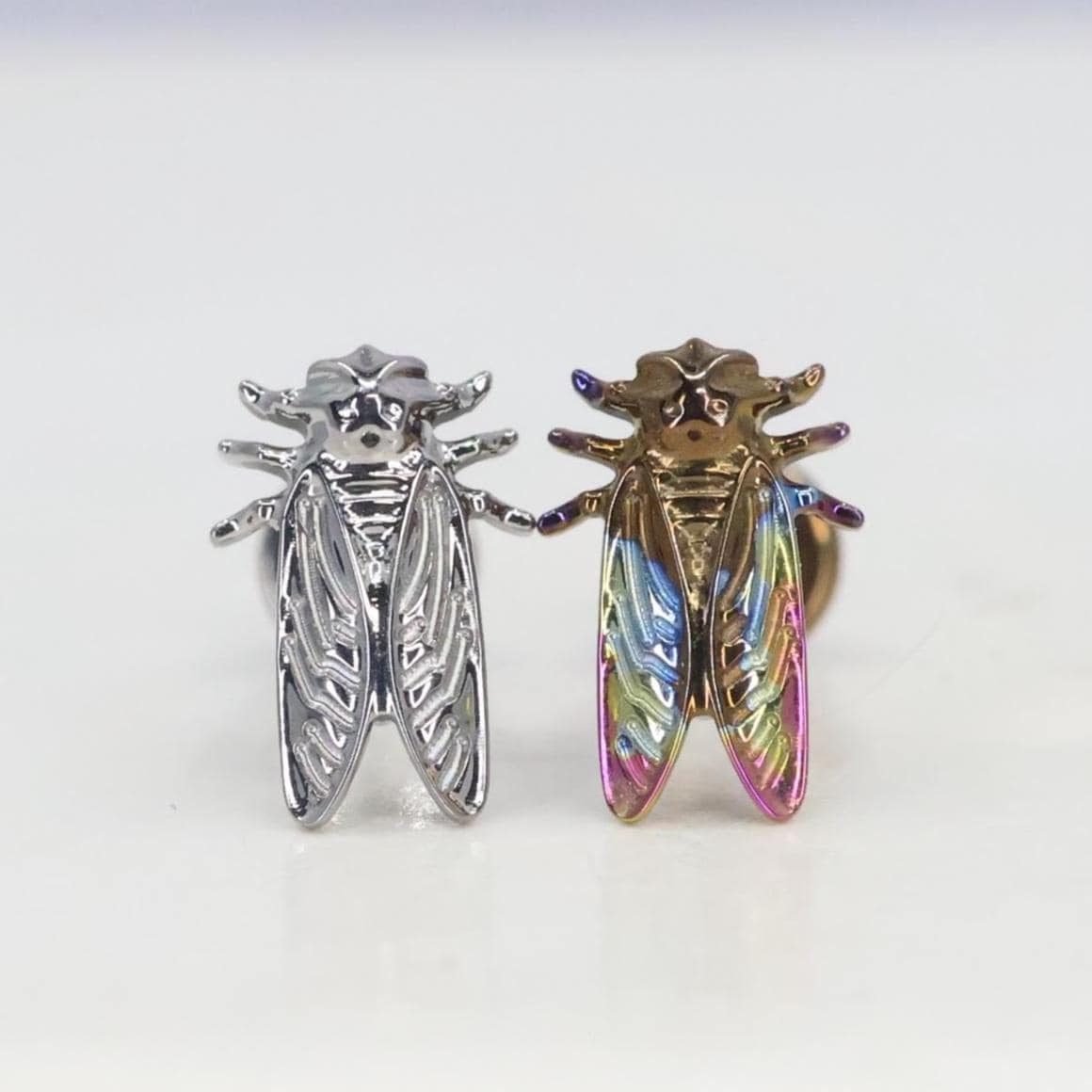 Titanium ASTM F136 (in315) Cicada, Moth, Bug Internally Threaded 1mm-1.6mm (18ga-14ga) Suitable for Conch, Helix, Cartilage, Tragus, Lobe