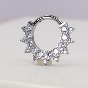 Titanium ASTM F136 (cl51) Zirconia Mandala clicker hinged hoop 1.2mm (16ga) Suitable for Daith, Helix, Cartilage, Septum, Rook, Lobe