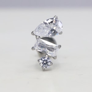 Titanium ASTM F136 (tl22) Zirconia Stack Threadless- Push Pin Conch, Helix, Cartilage, Tragus, Flat, Lobe, Conch, Philtrum etc