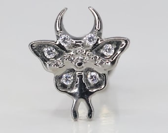 Titanium ASTM F136 (in07) Moth, Lunar Moth Internally Threaded Attachment 1.2mm (16ga) Suitable for Conch, Helix, Cartilage, Tragus, Lobe