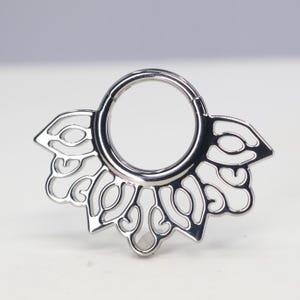 Titanium ASTM F136 (cl142) Lace, Mandala Clicker, hinged hoop 1.2mm (16ga) Suitable for Conch, Cartilage, Septum, Helix, Lobe, Rook