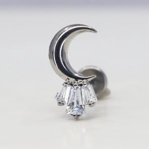 Titanium ASTM F136 (in89) Ice Crystal Moon Internally Threaded Attachment 1mm-1.6mm (18ga-14ga) Suitable Conch, Helix, Cartilage, Tragus