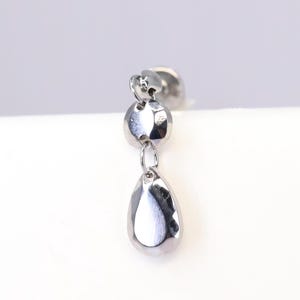 Titanium ASTM F136 (in175) Teardrop and Chain Internally Threaded 1mm-1.6mm (18ga-14ga) Suitable Conch, Helix, Cartilage, Tragus, Lobe