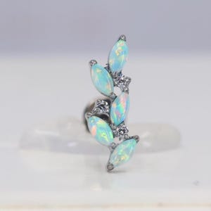 Titanium ASTM F136 (in333) Fire Opal and Zirconia Vine Internally Threaded  1.2mm (16ga) Suitable for Conch, Helix, Cartilage, Tragus, Lobe