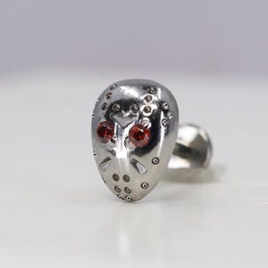 Titanium ASTM F136 (tl19) Jason Voorhees, Friday 13 Threadless- Push Pin 0.8mm-1.6mm (18ga-14ga) Helix, Cartilage, Tragus, Lobe, Conch,