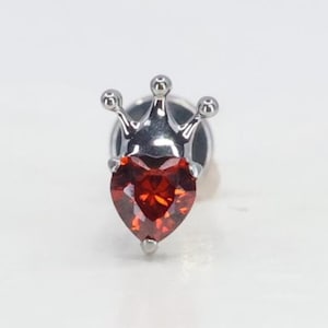 Titanium ASTM F136 (in319) zirconia heart and crown Internally Threaded 1mm-1.6mm (18ga-14ga) Suitable Conch, Helix, Cartilage, Tragus, Lobe