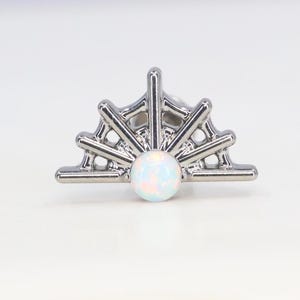 Titanium ASTM F136 (in200) Fire Opal Spider web Internally Threaded 1mm-1.6mm (18ga-14ga) Suitable Conch, Helix, Cartilage, Tragus, Lobe