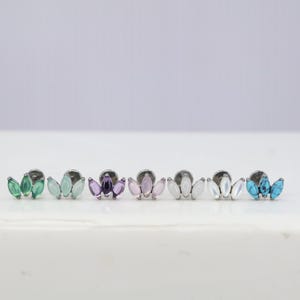 Titanium ASTM F136 (in12) Rose Quartz, Turquoise, Amethyst, Shell, Onyx, Aventurine Internally Threaded Attachment 1.2mm (16ga)