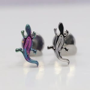 Titanium ASTM F136 (in258) Gecko, Lizard  Internally Threaded 1mm-1.6mm (18ga-14ga) Suitable Conch, Helix, Cartilage, Tragus, Lobe