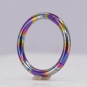 Titanium ASTM F136 Anodised "Bubble" oil slick style Clicker, hinged hoop 1.2mm-1.6mm (16g-14ga) septum, conch, daith, cartilage, rook