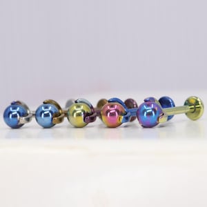 Titanium ASTM F136 (in274) Anodised Titanium Ball Claw Fit Internally Threaded 1mm-1.6mm (18ga-14ga)  Conch, Helix, Cartilage, Tragus, Lobe