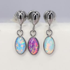 Titanium ASTM F136 (in300) Fire Opal Dangle Internally Threaded Attachment 1mm-1.6m (18ga-14ga) Conch, Helix, Cartilage, Tragus, Lobe