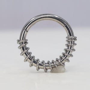 Titanium ASTM F136 (cl127) Wire Wrapped clicker, hinged hoop 1.2mm (16ga) Suitable for Conch, Cartilage, Septum, Helix, Lobe, Rook