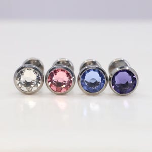 Titanium ASTM F136 (in27) Zirconia set Stud Internally Threaded 1mm-1.6mm (18ga-14ga) Suitable Conch, Helix, Cartilage, Tragus, Lobe