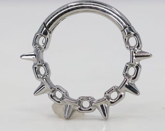 Titanium ASTM F136 (cl14) ketting en spikes klikker, scharnierende ring 1,2 mm (16ga) Geschikt voor conch, kraakbeen, septum, helix, lob, toren
