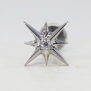 Titânio ASTM F136 (in20) Zircônia Estrela Rosca Interna 1 mm-1,6 mm (18ga-14ga) Adequado Concha, Hélice, Cartilagem, Tragus, Lóbulo