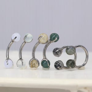 Titane ASTM F136 (po93) Pierre naturelle Barres/fer à cheval Filetage intérieur Conque, hélice, cartilage, tragus, lobe