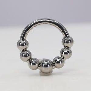 Titanium ASTM F136 (cl103) Beaded, Bubbles clicker hinged hoop 1.2mm (16ga) Suitable Daith, Helix, Cartilage, septum, daith, Lobe