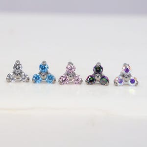 Titanio ASTM F136 (tl10) Zirconia Trinity sin rosca - Pasador de empuje 0,8 mm-1,6 mm (20ga-14ga) Concha, Hélice, Cartílago, Trago, Lóbulo, Filtrum
