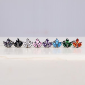 Titanium ASTM F136 (in197) Zirconia Flame, leaf Internally Threaded Attachment 1mm-1.6mm (18ga-14ga)  Conch, Helix, Cartilage, Tragus