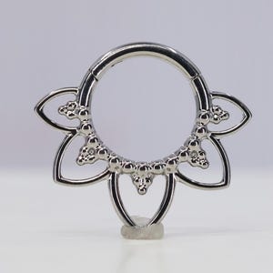 Titanium ASTM F136 (cl114) Beaded Mandala Clicker, hinged hoop 1.2mm (16ga) Suitable for Conch, Cartilage, Septum, Helix, Lobe, Rook