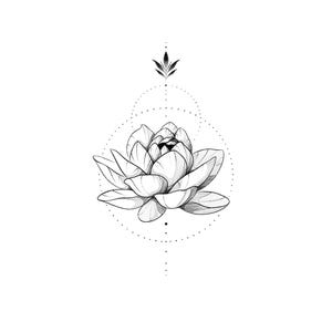 Lotus Flower Tattoo Design & Stencil: Printable Line Art (Digital Download)