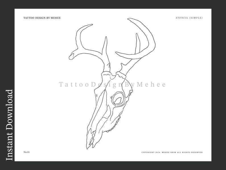 Gothic Style Deer Skull Tattoo Printable Design&stencil for New ...