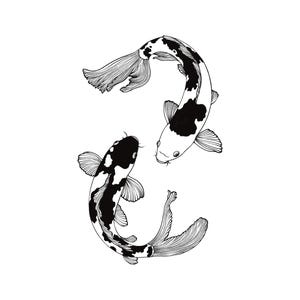 Koi Fish Tattoo Design & Stencil: Black and Red (Digital Download)