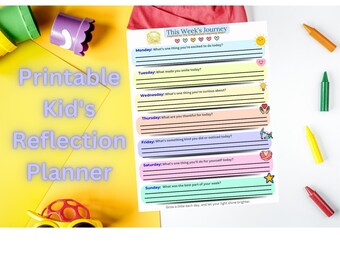 One-Week Printable Reflection Planner for Kids - Daily Prompts for Reflection & Growth - Mindfulness and Daily Gratitude - Single Page PDF
