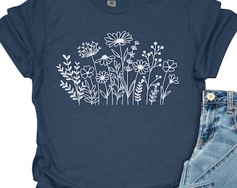Shirt wilde bloemen, cottagecore-shirt bloemen, botanisch shirt, bloemenshirt, natuurshirt, T-shirt wilde bloemen, shirt wilde bloemen, shirt natuurliefhebber, shirt natuurliefhebber