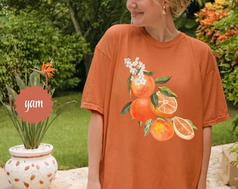 Vintage Orange Shirt, Comfort Colors® Summer TShirt,Retro Oranges Flowers Tee,Citrus Flowers  Fruit Shirt, Beach Party Shirt,Fresh Fruit Tee