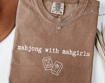 Camiseta de Mahjong, Camiseta Comfort Colors® Mahjong con Mahgirls, Camiseta divertida para noches de juegos, Regalos de Mahjong, Camiseta para amigas de Mahjong para mujer