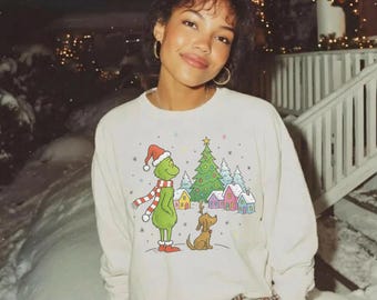 Grinch Christmas Sweatshirt, Christmas Gift For Grinch Lover, Grinchy Christmas Crewneck, Grinch Christmas Tree Gift, Kids Christmas Sweater