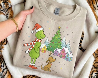 Grinch Christmas Sweatshirt, Christmas Gift For Grinch Lover, Grinchy Christmas Crewneck, Grinch Christmas Tree Gift, Kids Christmas Sweater