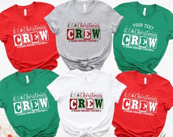 Personalized Christmas Crew Shirts, Retro Matching Family Holiday Tee, Custom Name Christmas Party T-Shirt, Group Xmas Gift
